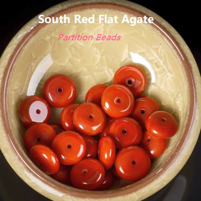 South Red Flat Round Agate Beads