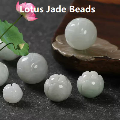 Nature Jade Graved Lotus Beads