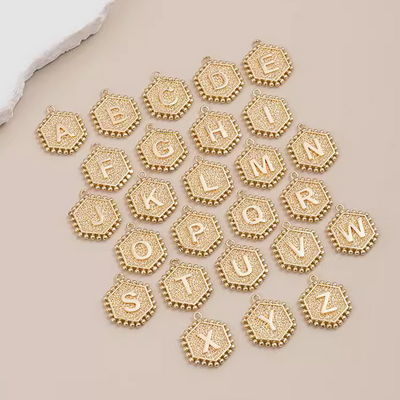 Metal Hexagon Letters Pendant 