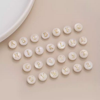 Shell Round Metal Letters Pendant 