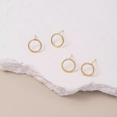Earring Plate Plain Ring and Twist Wire Ring